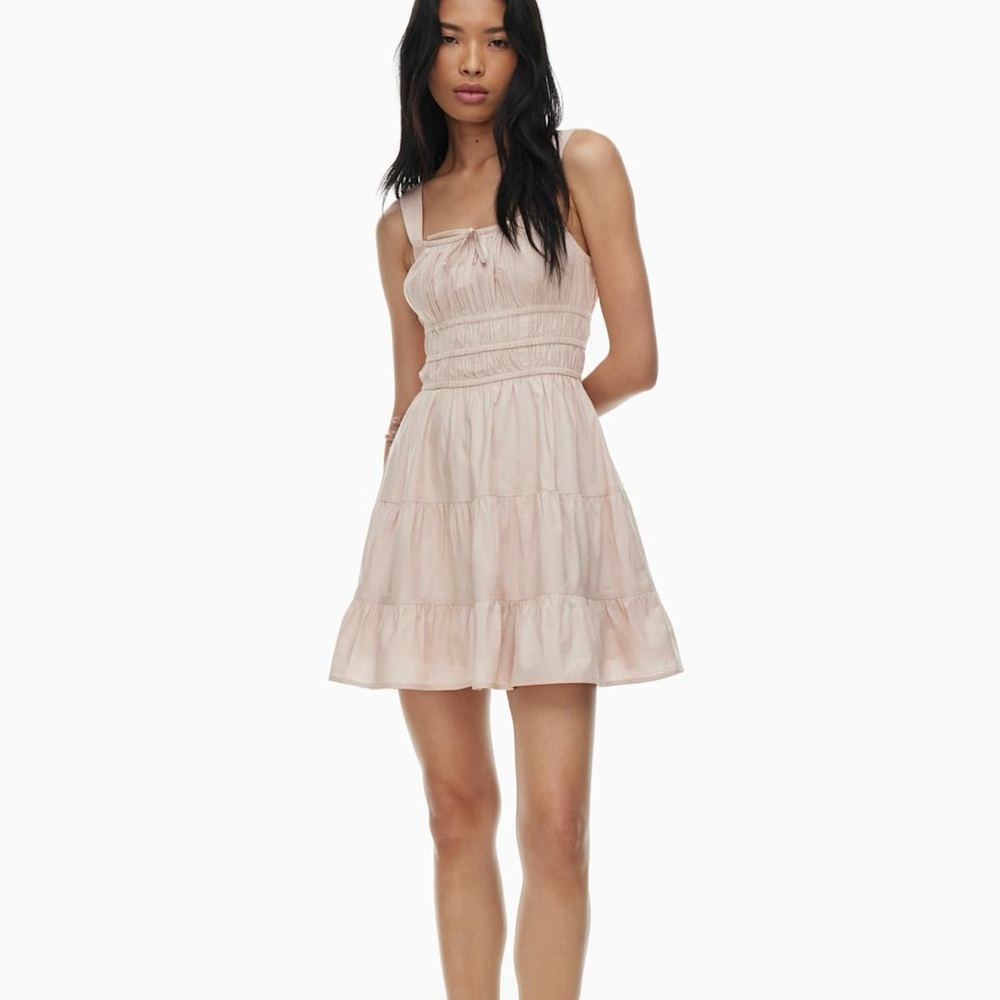 Aritzia Sunday Best Martine Tiered Cotton Poplin Mini Dress in Denude M
